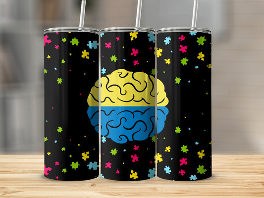 Colorful Puzzle Theme Travel Tumbler