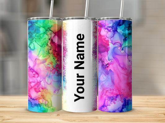 Personalized Colorful Abstract Art Tumbler with Straw