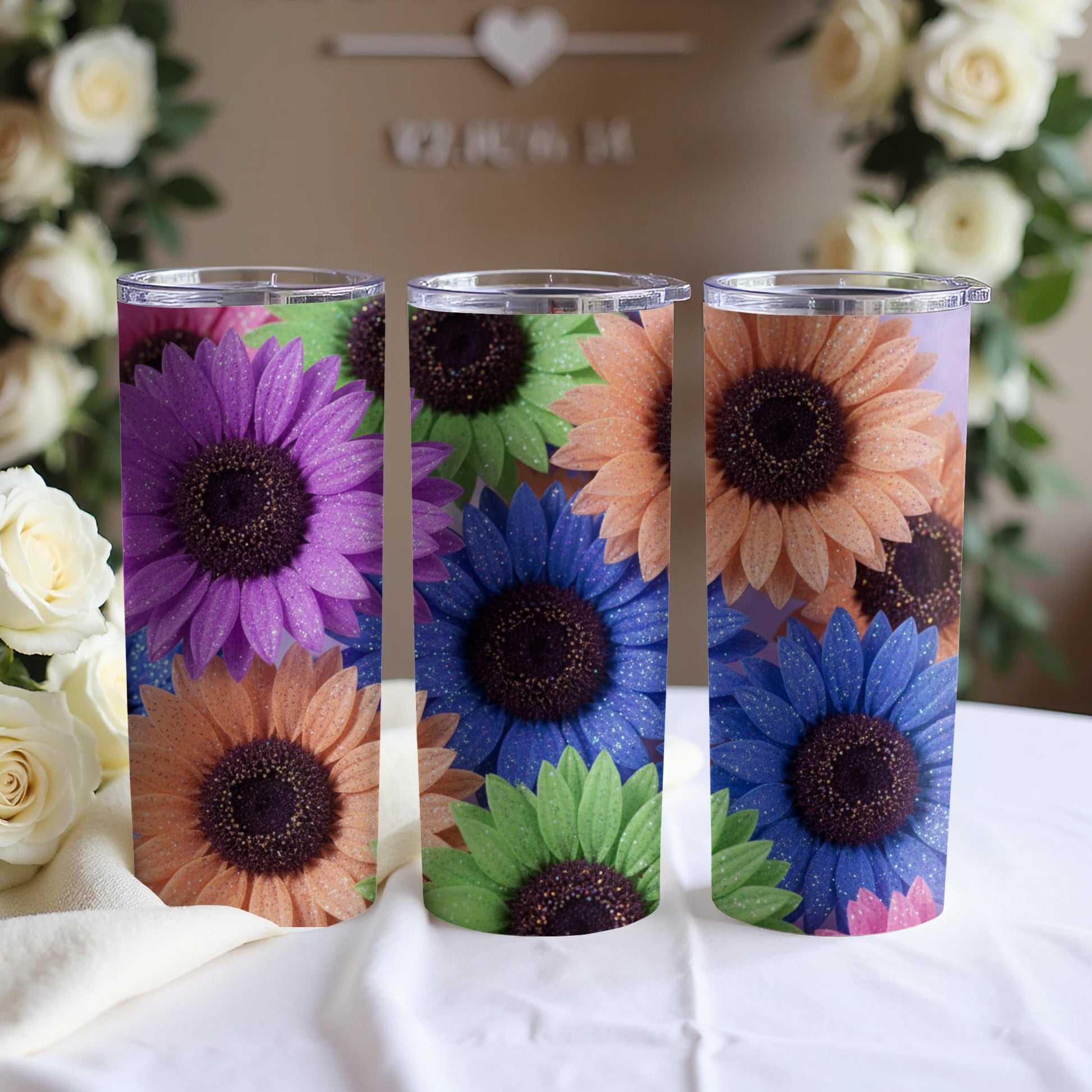 Colorful Floral Pattern Insulated Tumblers Drinkware