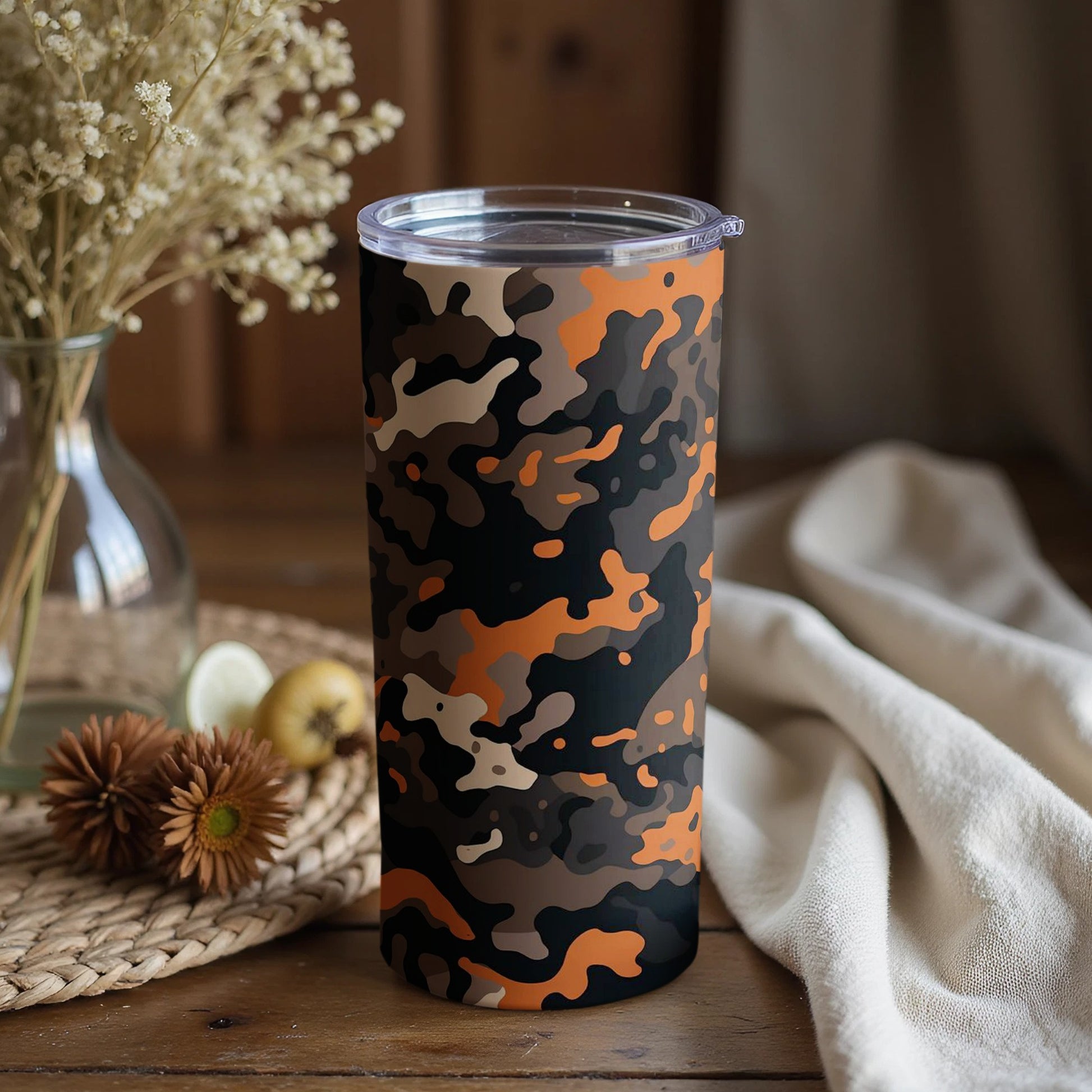 Camouflage Patterned Insulated Beverage Tumbler Product