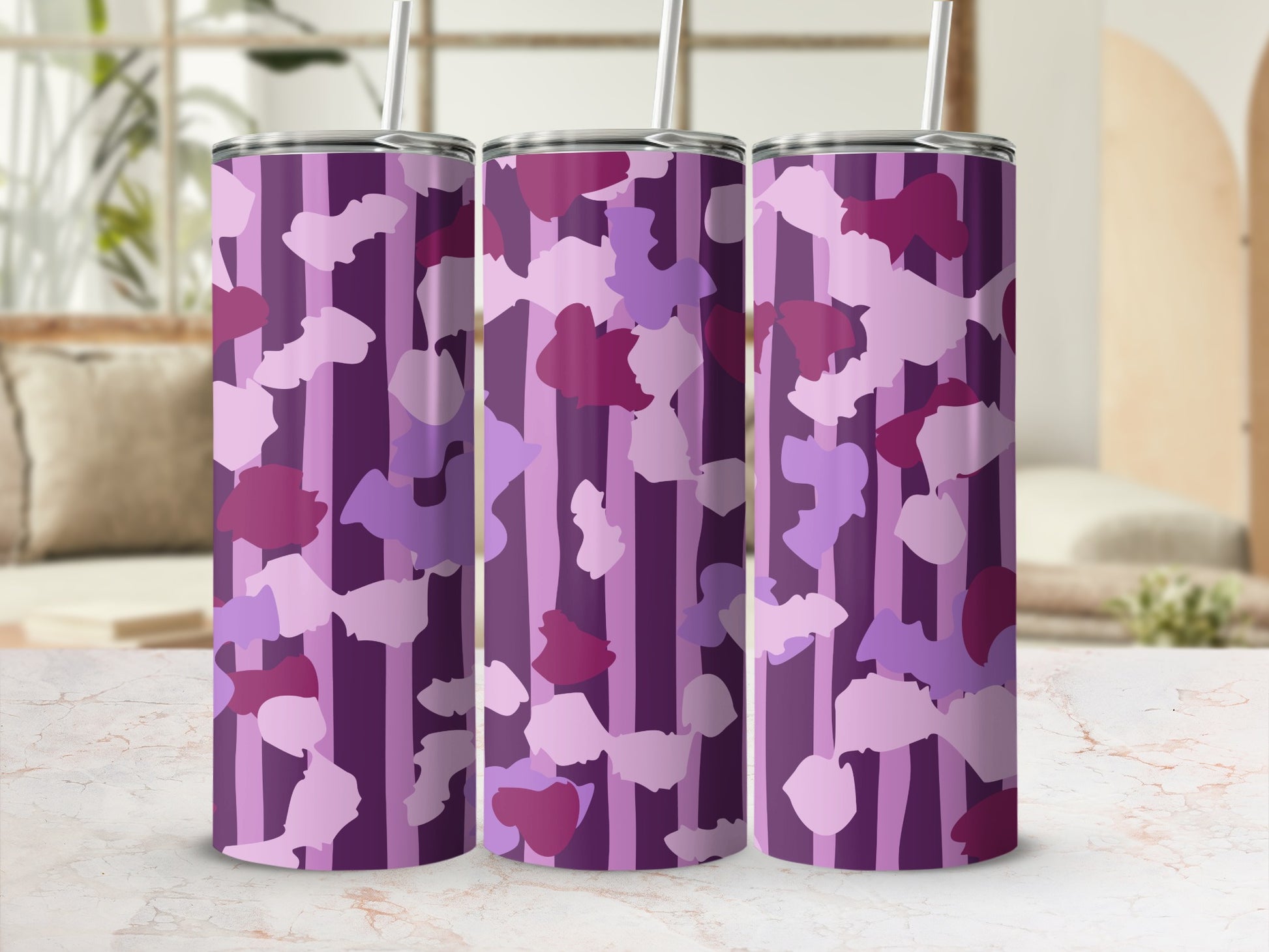 Purple and Pink Abstract Pattern Tall Tumbler Cup