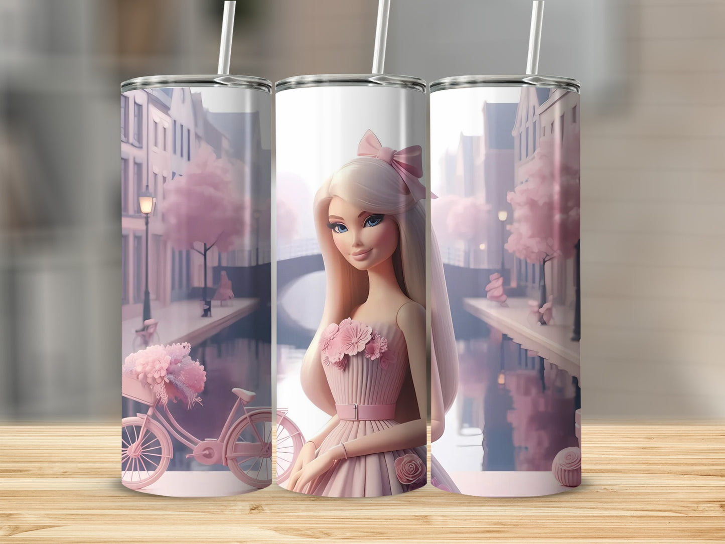 Barbie Pink Doll Dress Background Tumblers