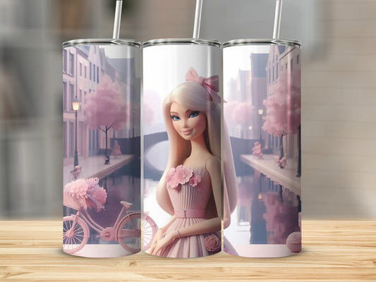 Barbie Pink Doll Dress Background Tumblers