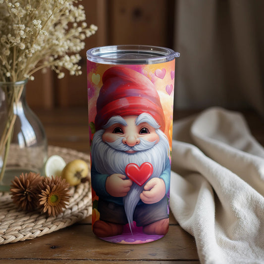 Adorable Heart Holding Gnome Art Tall Tumbler