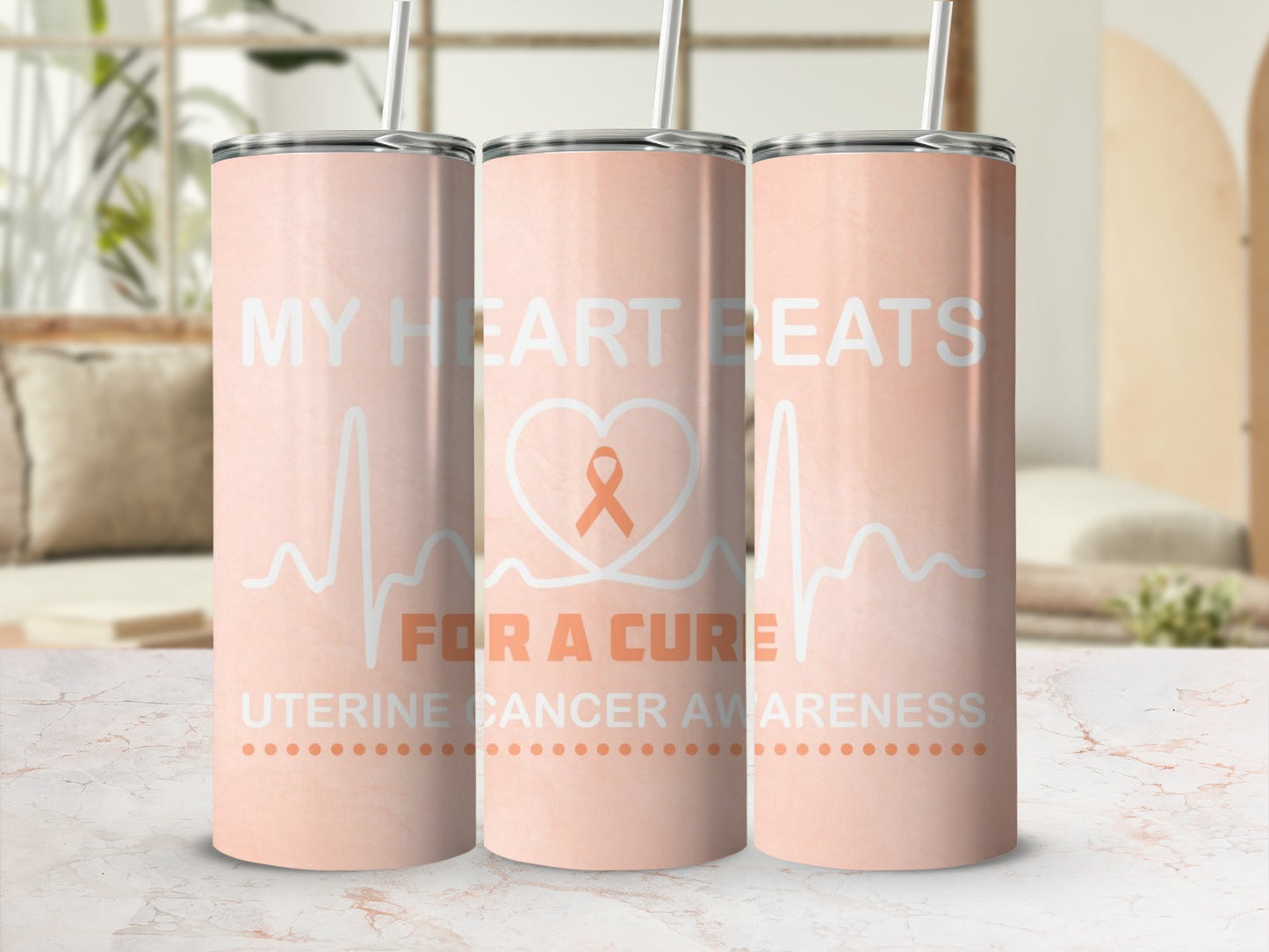 My Heart Beats For A Cure Uterine Cancer Awareness Tumbler