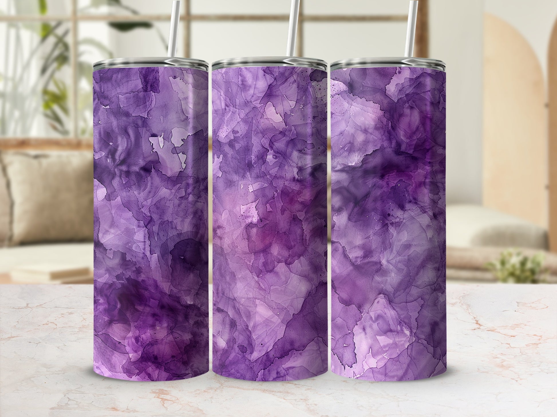 Vibrant Purple Abstract Design Insulated Tumbler