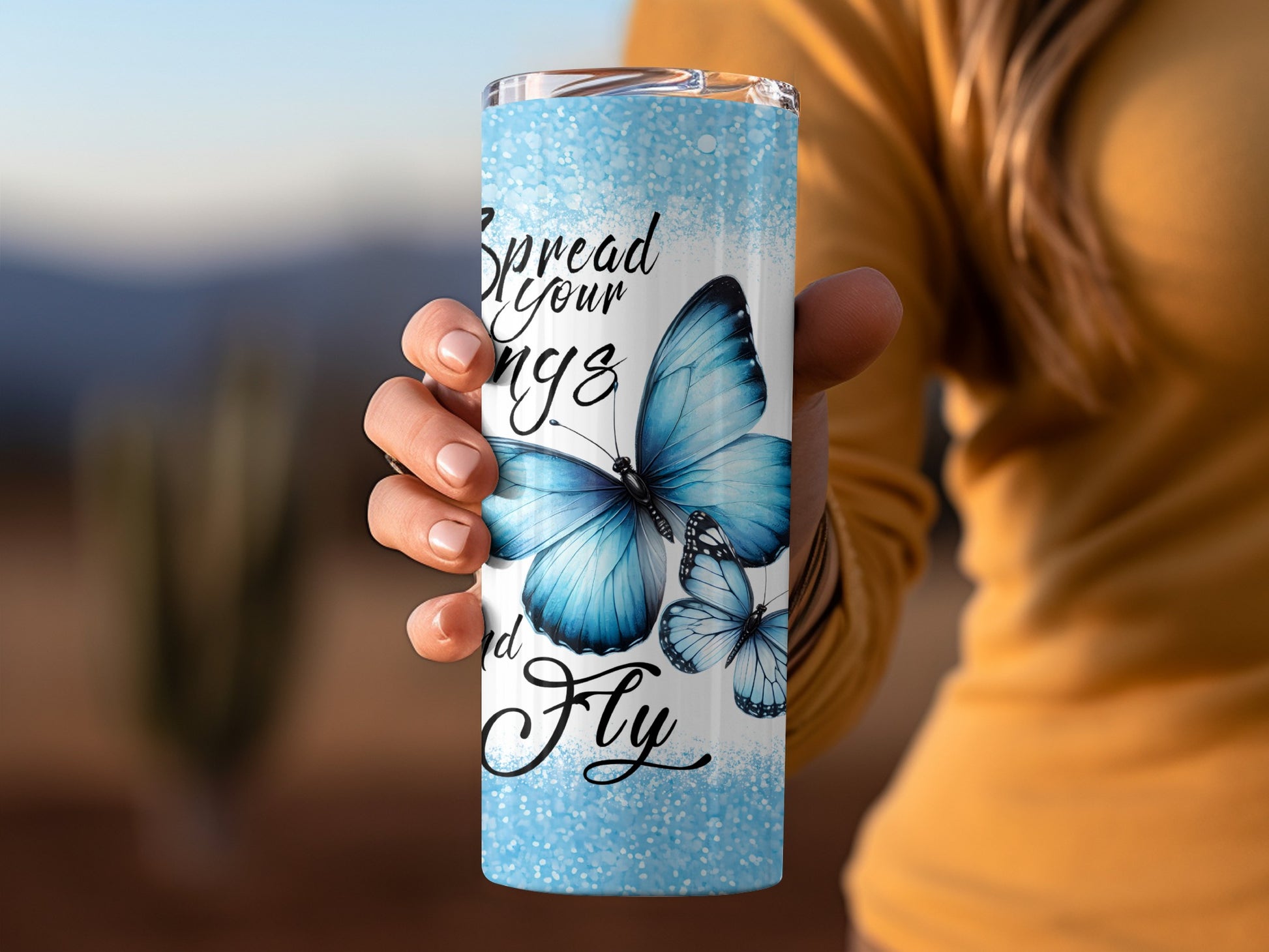 Spread Your Wings and Fly Butterfly Design Tumbler