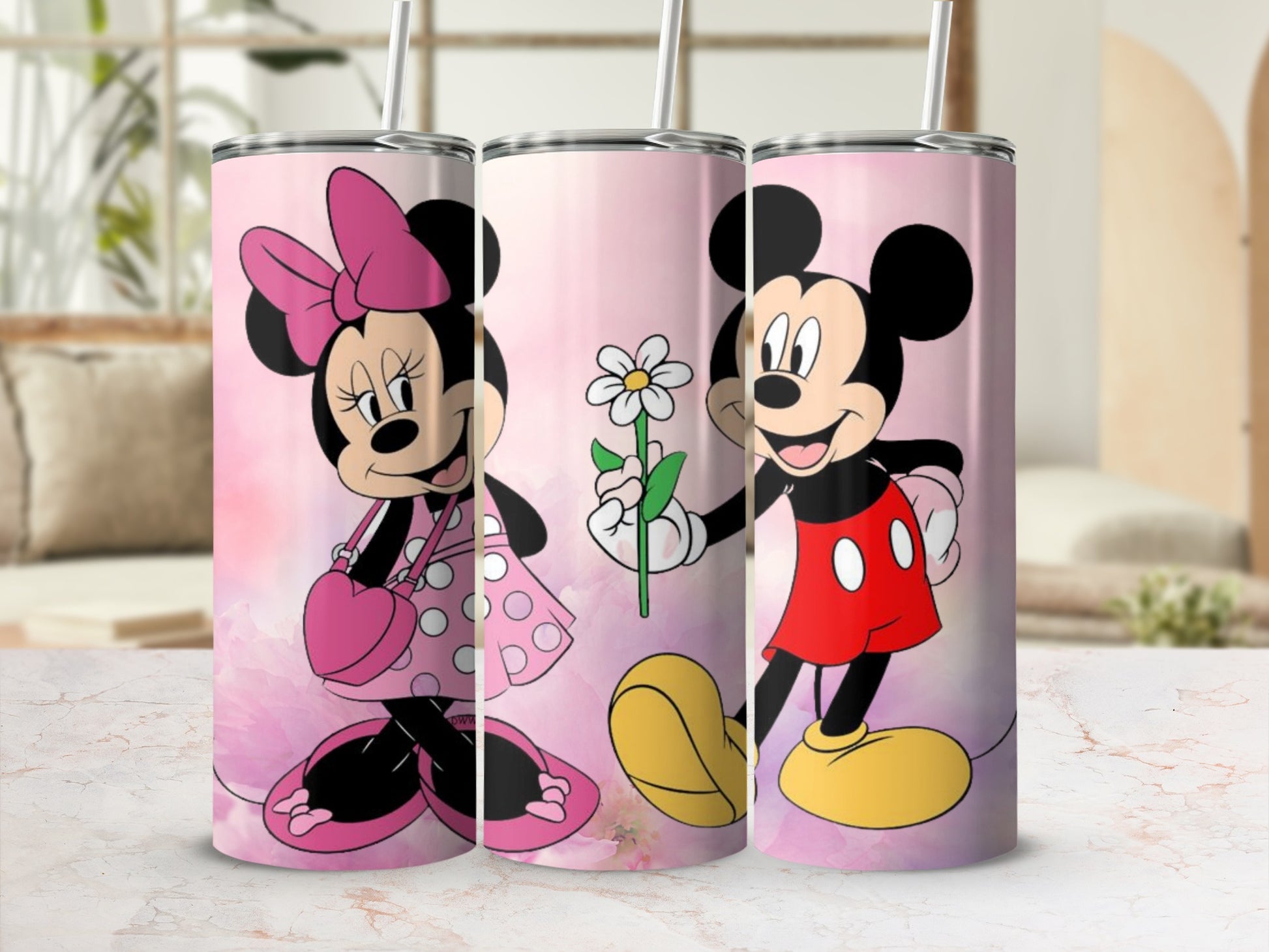 Cute Minnie and Mickey Mouse Themed Stainless Tumblers