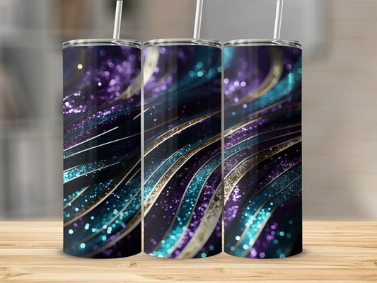 Purple Teal Gold Glitter Swirl Abstract Tumbler product type