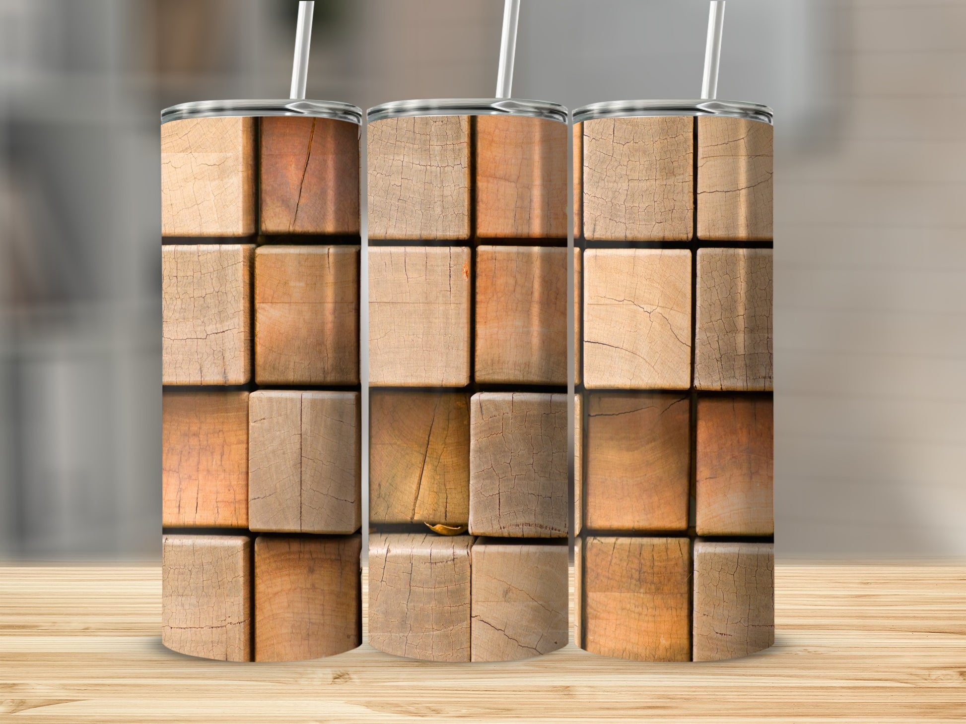 Brown Tan Square Blocks Geometric Grid product type