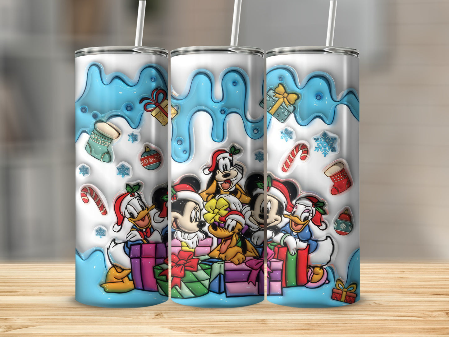 Festive Cartoon Characters Snowy Holiday Tumbler Cup