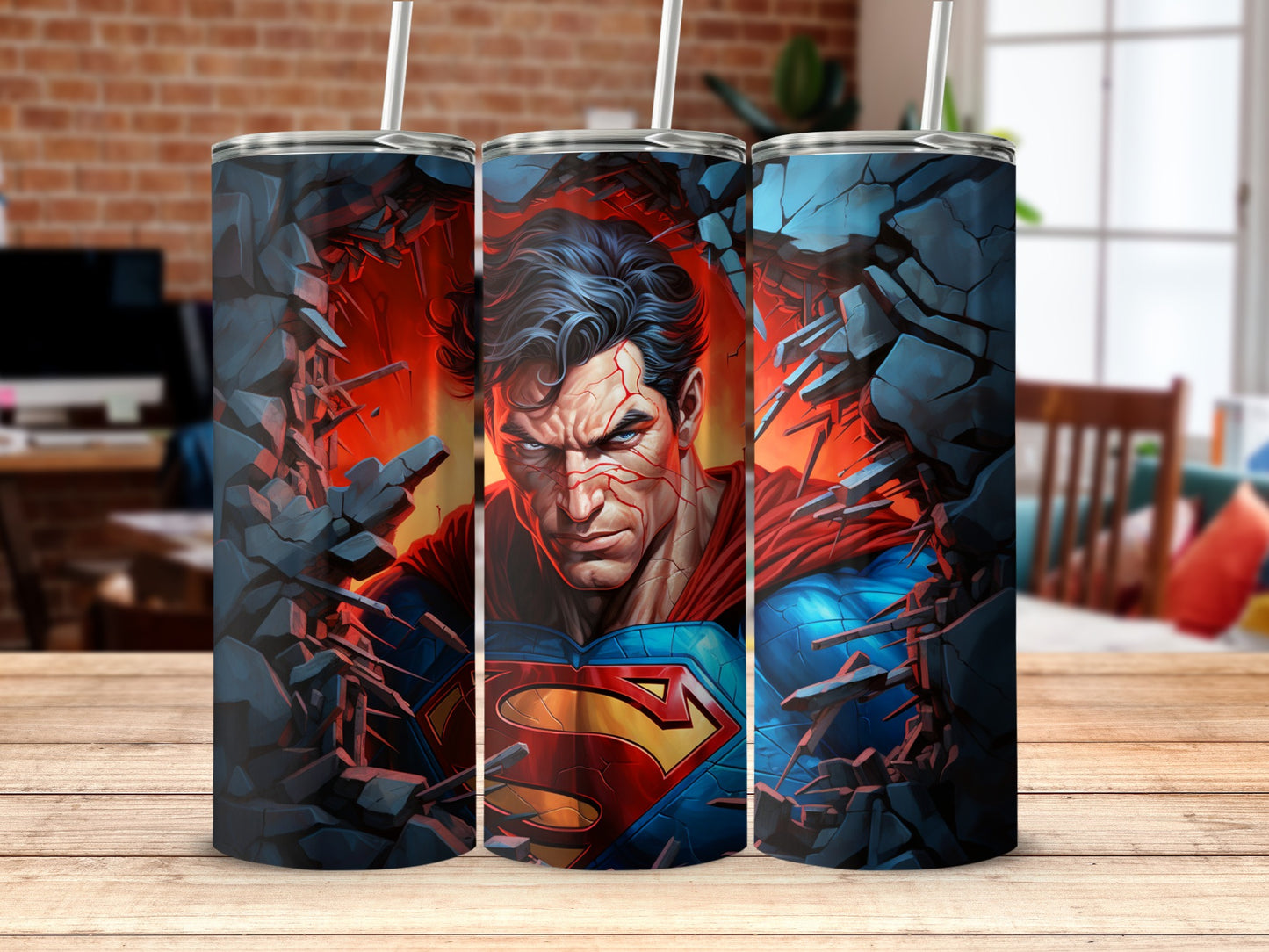 Superman Breaking Through Wall Design Tumbler