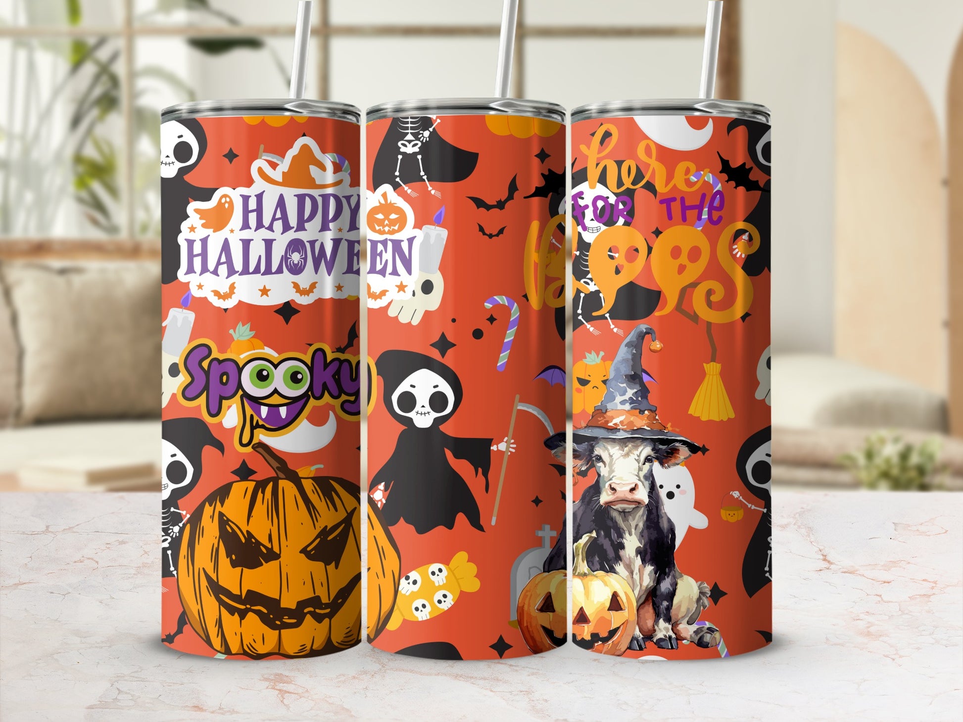 Festive Halloween Themed Tumblers for Holiday Season
