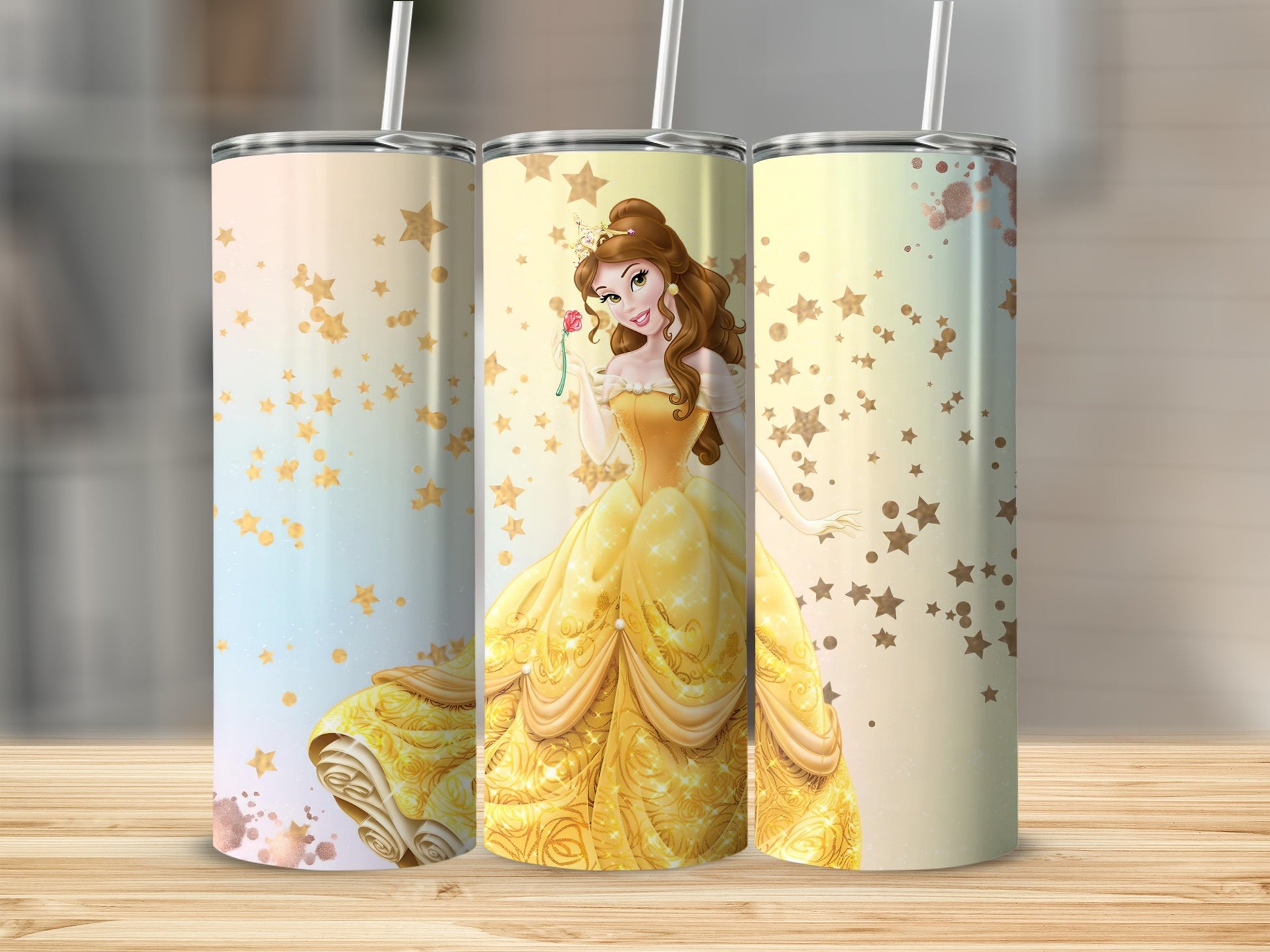 Beautiful Belle and Stars Design Tumbler Cup