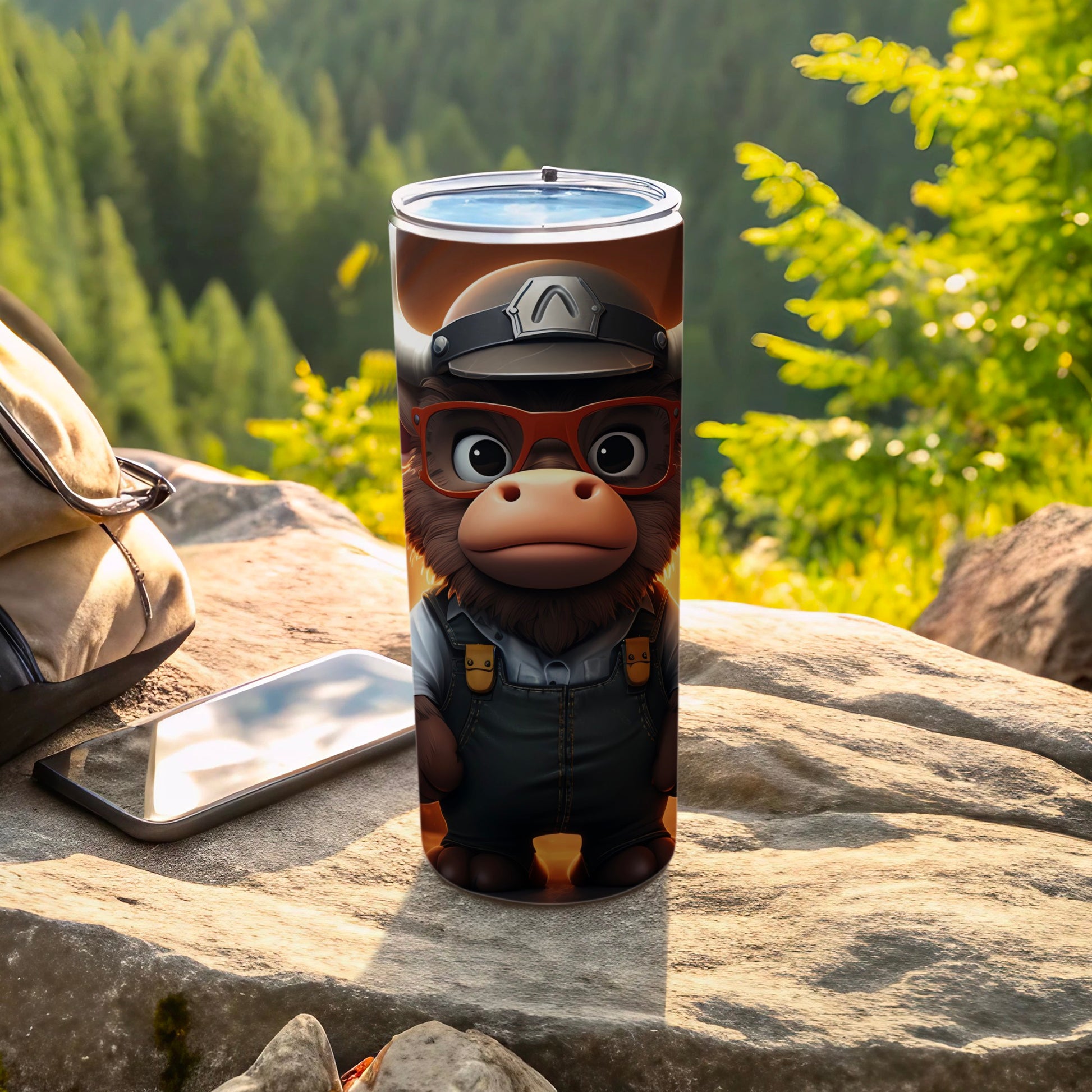 Cute Ape Character Hat Glasses Overalls product type
Tumbler, Bottle, Monkey character, Cute ape, Cartoon design, Animal print, Funny glasses, Overalls outfit, Adventure theme, Outdoor scene, Nature inspired, Drinkware gift, Unique graphic, Portable bottle, Hat accessory, Forest background, Wildlife art, Quirky character, Travel tumbler, Stylish container