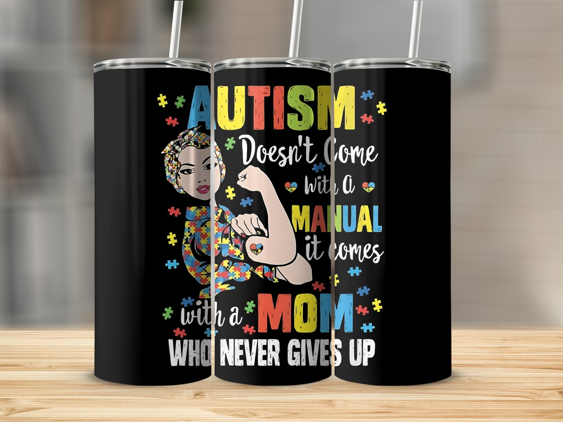 Autism Awareness Mom Tumbler Stainless Steel