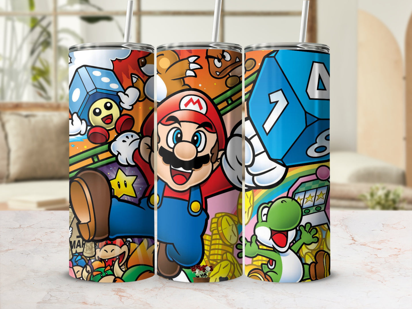 Super Mario Game Characters Themed Travel Tumbler