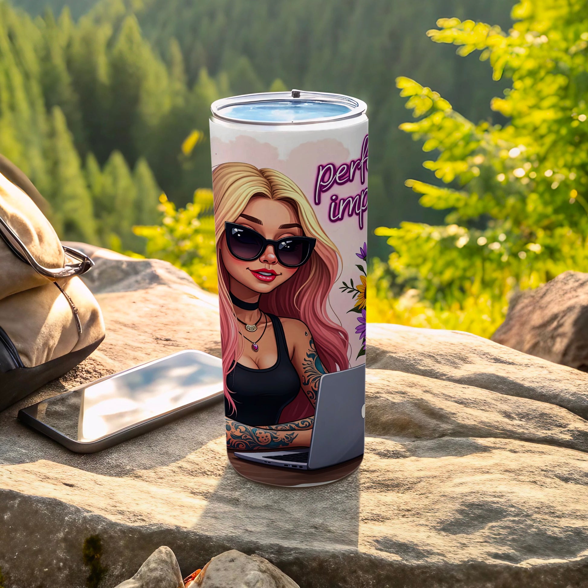Tattooed Woman Perfect Imperfections Art Design Tumbler product type
Tumbler
Woman illustration
Tattooed girl
Laptop art
Sunglasses character
Outdoor theme
Travel tumbler
Adventure drinkware
Perfect imperfections
Unique design
Trendy accessory
Gift idea
Blonde hair art
Pink hair girl
Stylish tumbler
Graphic print
Custom drinkware
Insulated mug
Coffee tumbler
Water bottle