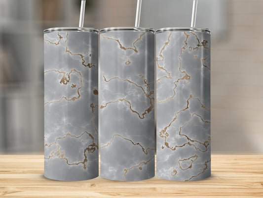 Gray Marble Pattern Gold Veins Texture Design Tumblers