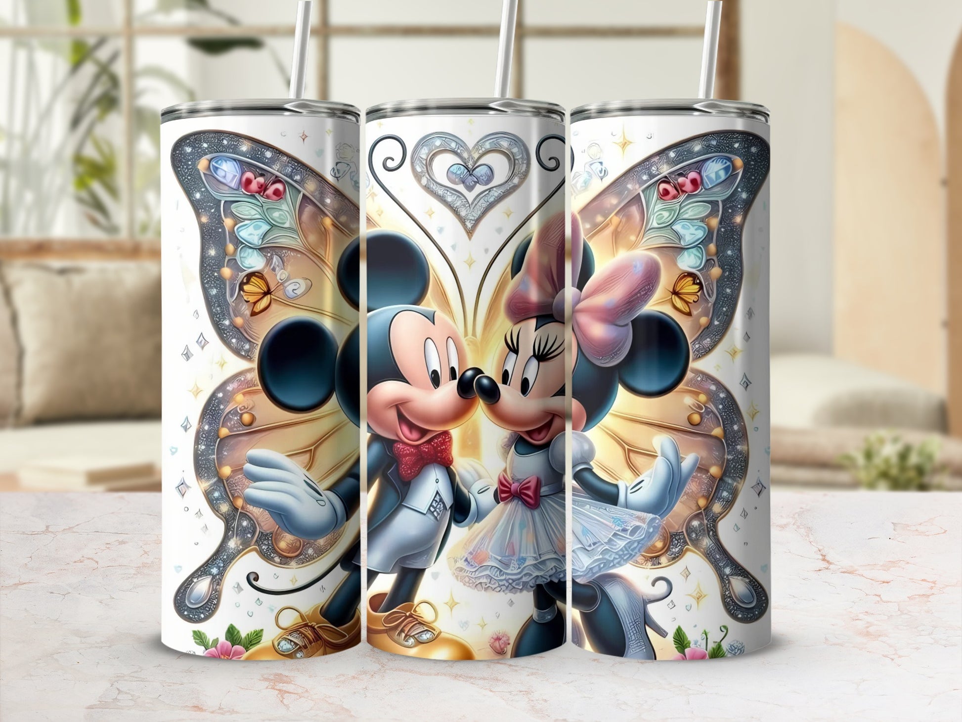 Disney Mickey and Minnie Mouse Butterfly Tumblers