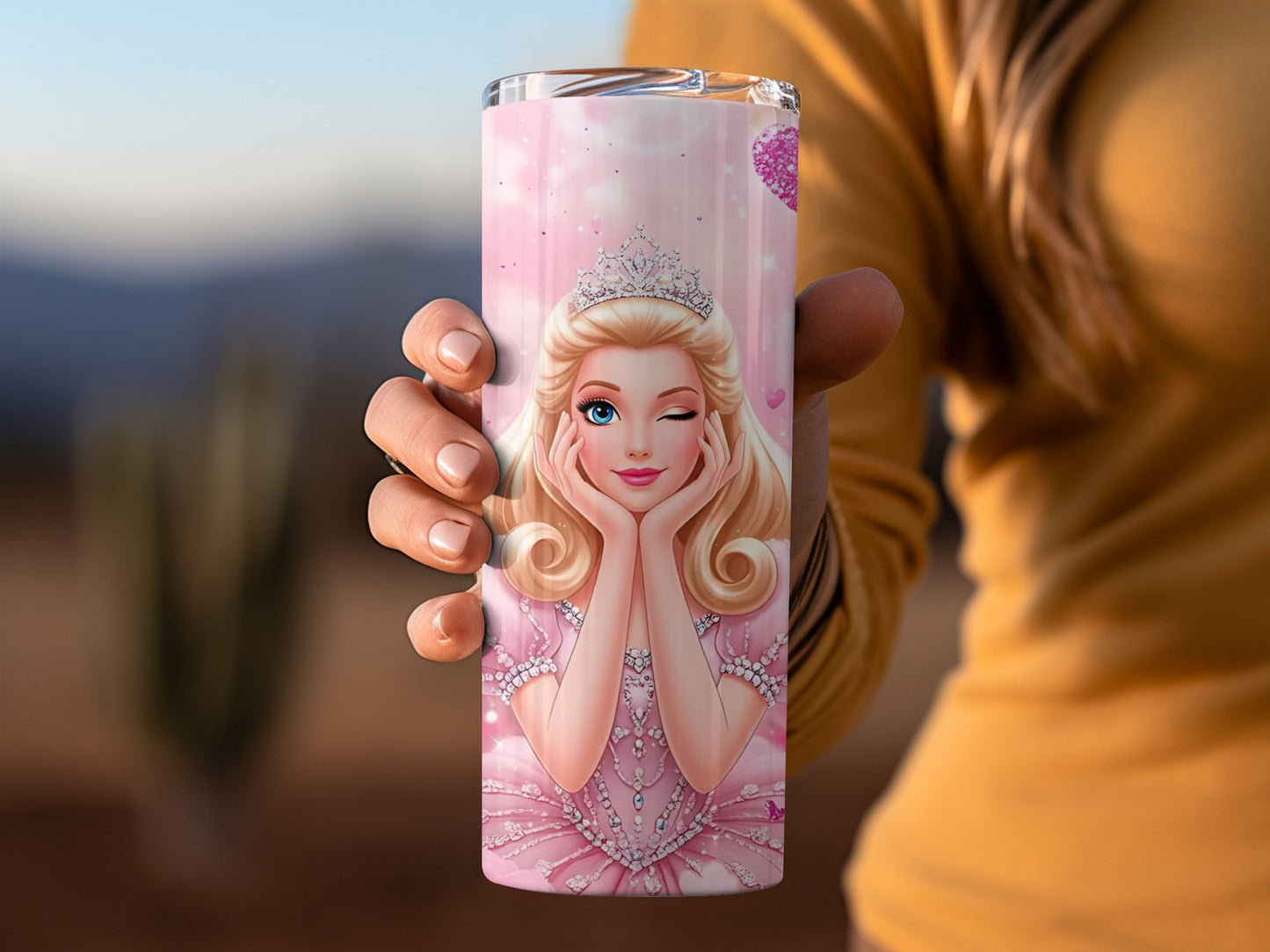 Princess in Pink Floral Heart Sparkles Girl Beauty Tumblers