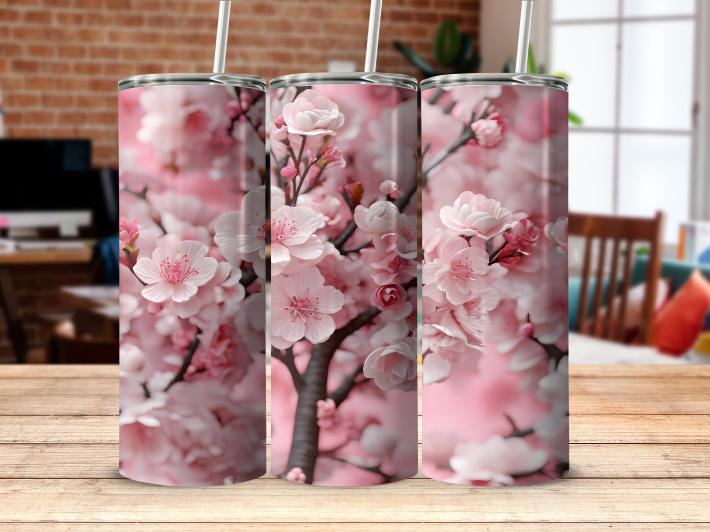 Pink Cherry Blossom Floral Bloom Design Tumbler product type