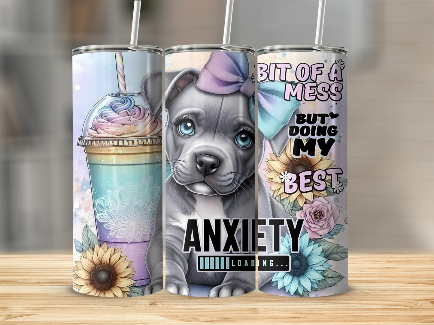 Cute Anxiety Loading Floral Dog Best Tumbler Design