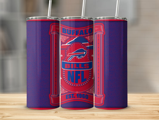 Buffalo Bills NFL Design Est 1960 in Red and Blue Tumbler