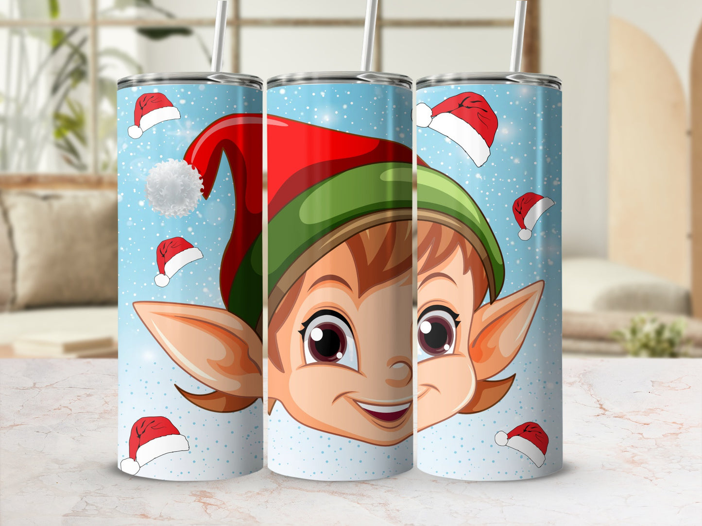 Festive Holiday Elf Design Tumbler Christmas Gift