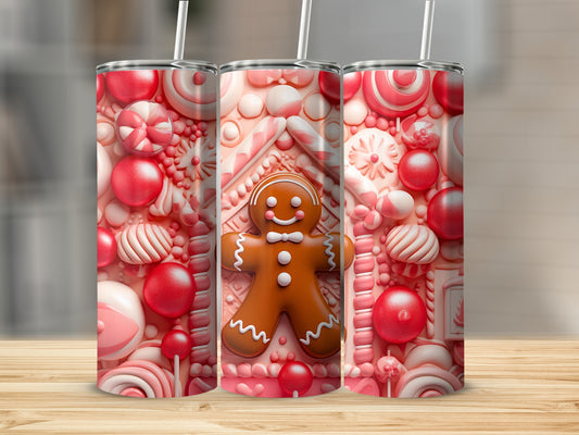 Festive Gingerbread and Candy Pattern Tumbler Product