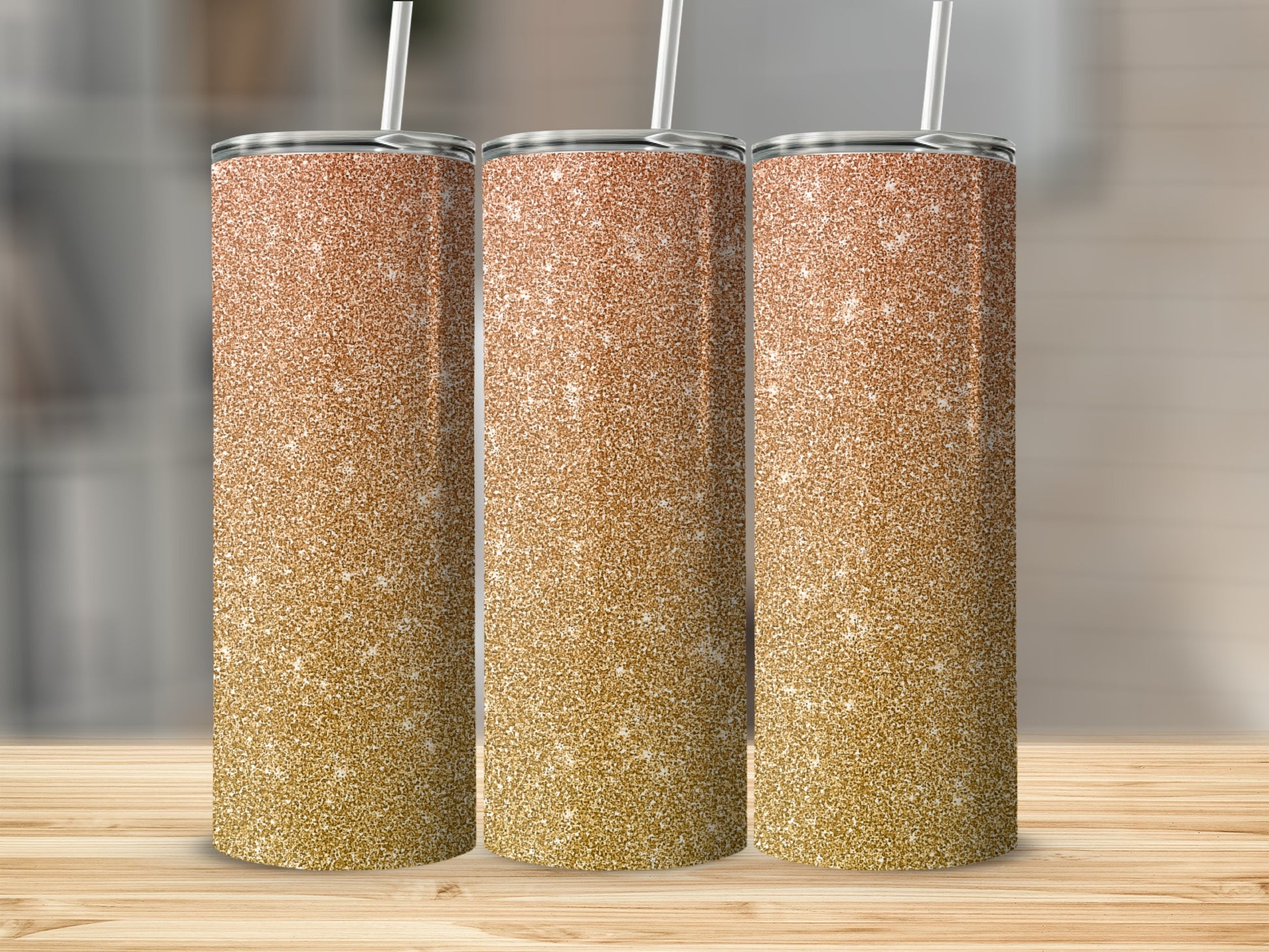Sparkling Gradient Glitter Design Insulated Tumbler