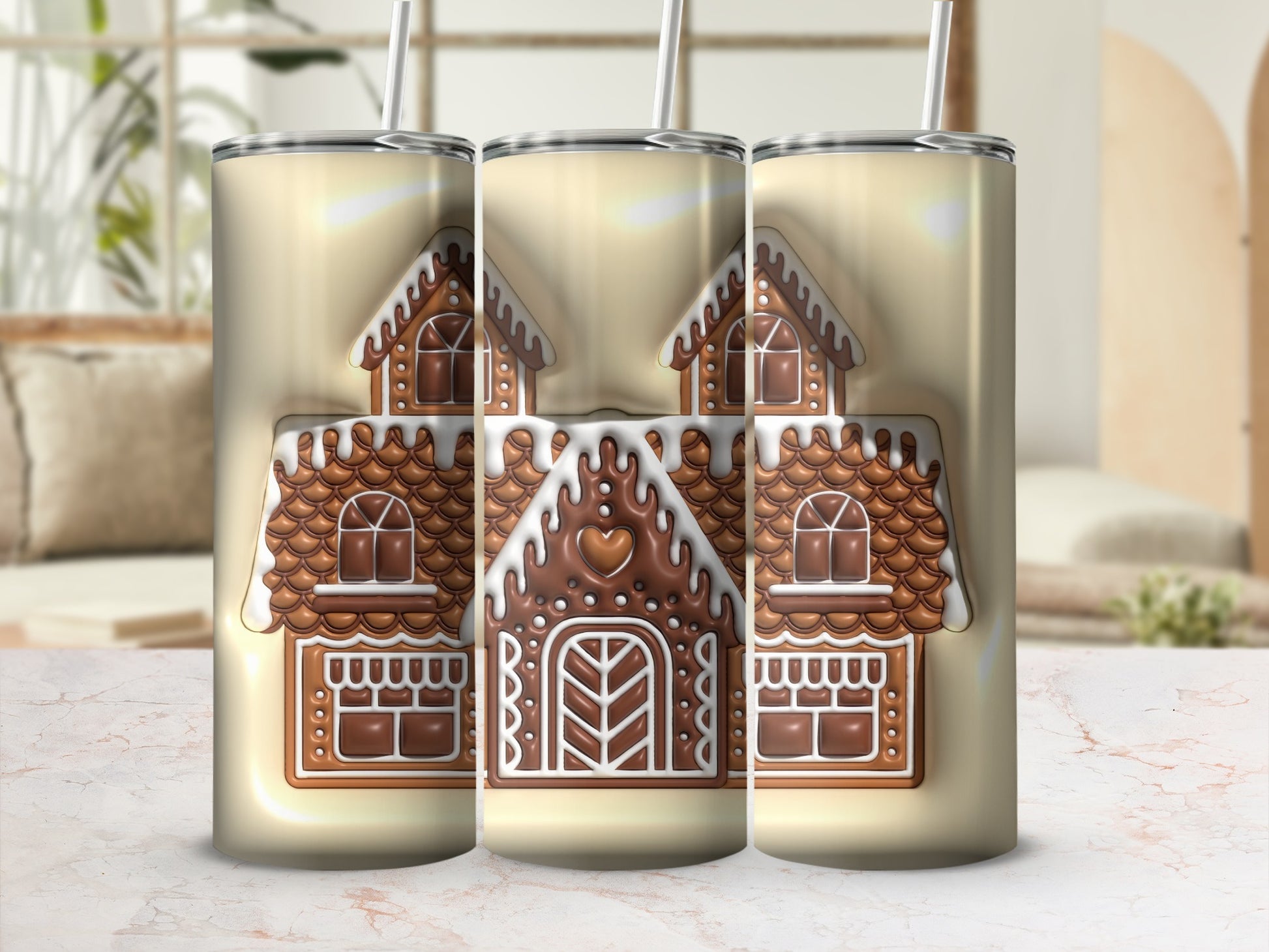 Festive Gingerbread House Design Insulated Tumbler