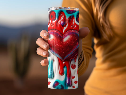 Hearts Drips Turquoise Love Leopard Sparkle Design Tumblers