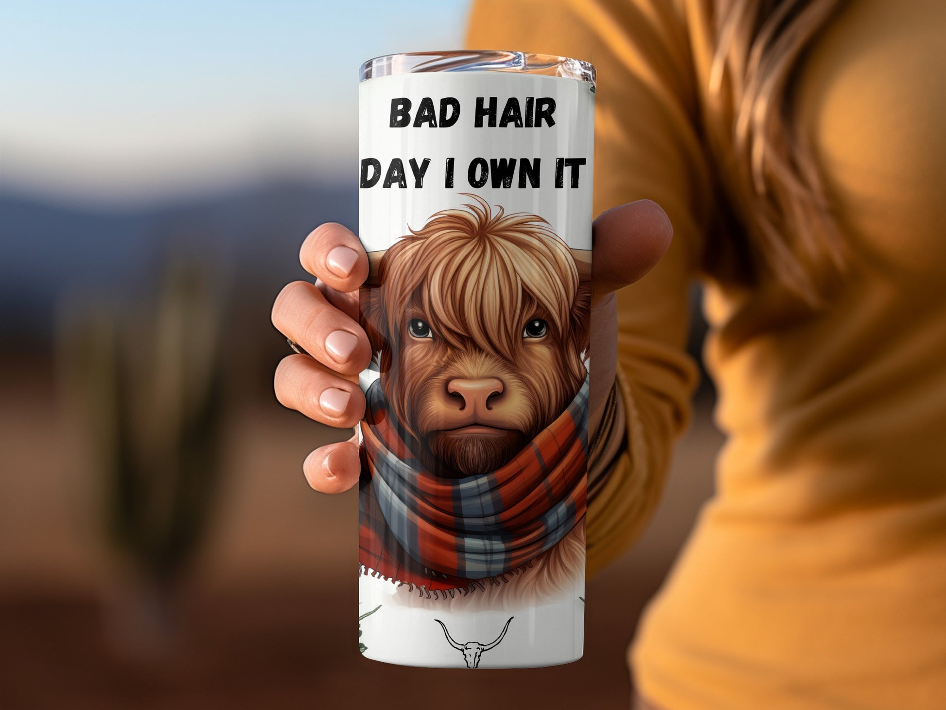 Bad Hair Day I Own It Highland Cow Travel Mug