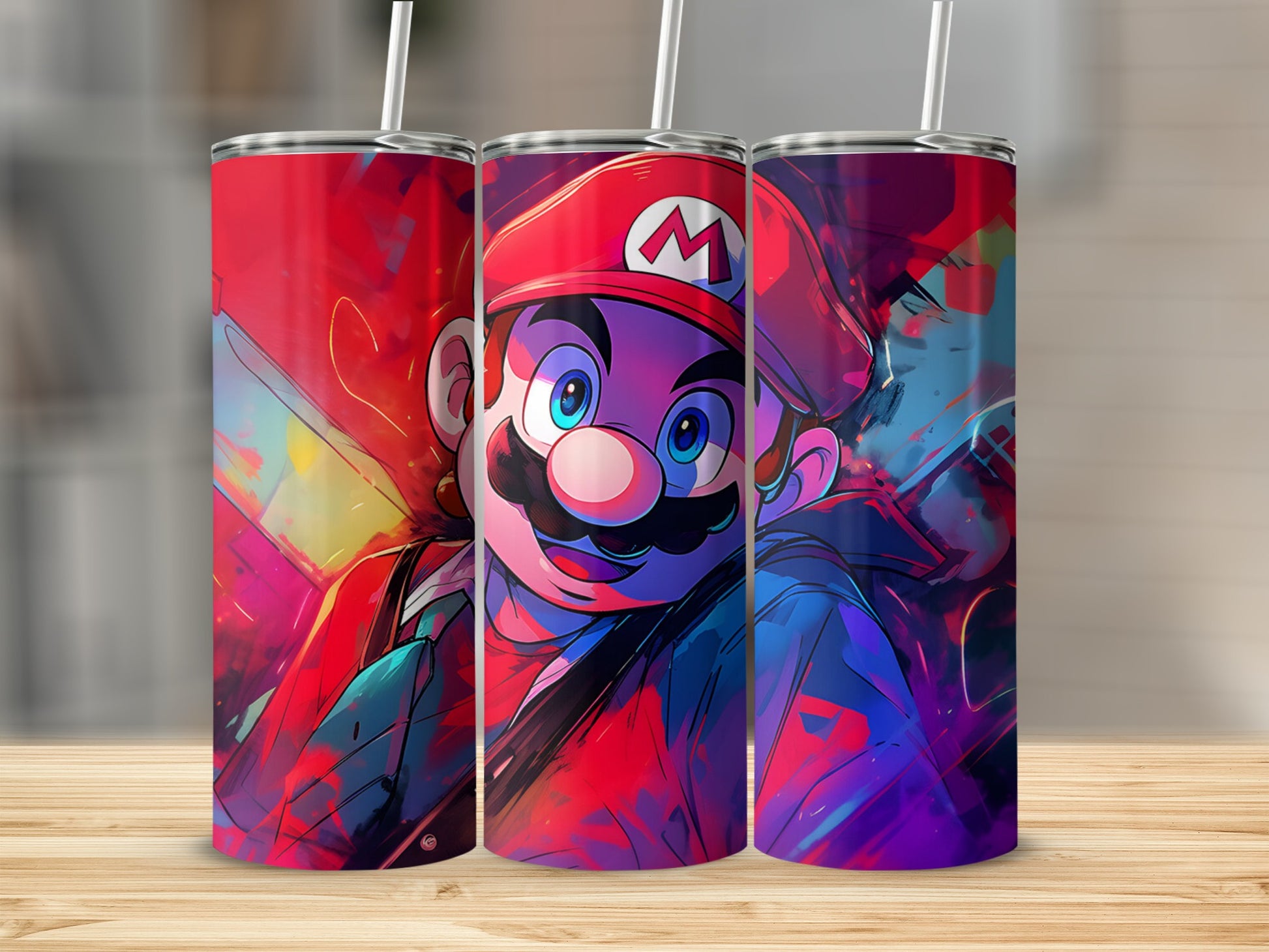Vibrant Art Style Mario Themed Stainless Steel Tumbler