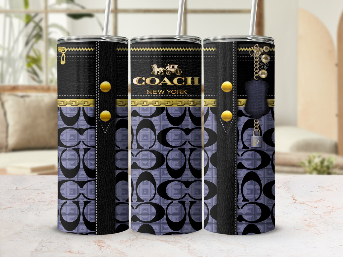 Coach New York Stylish Black and Gold Drinkware Cup