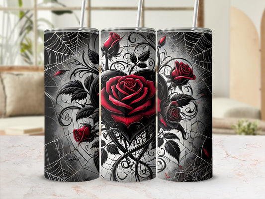 Gothic Spiderweb Red Rose Heart Design Tumbler product type