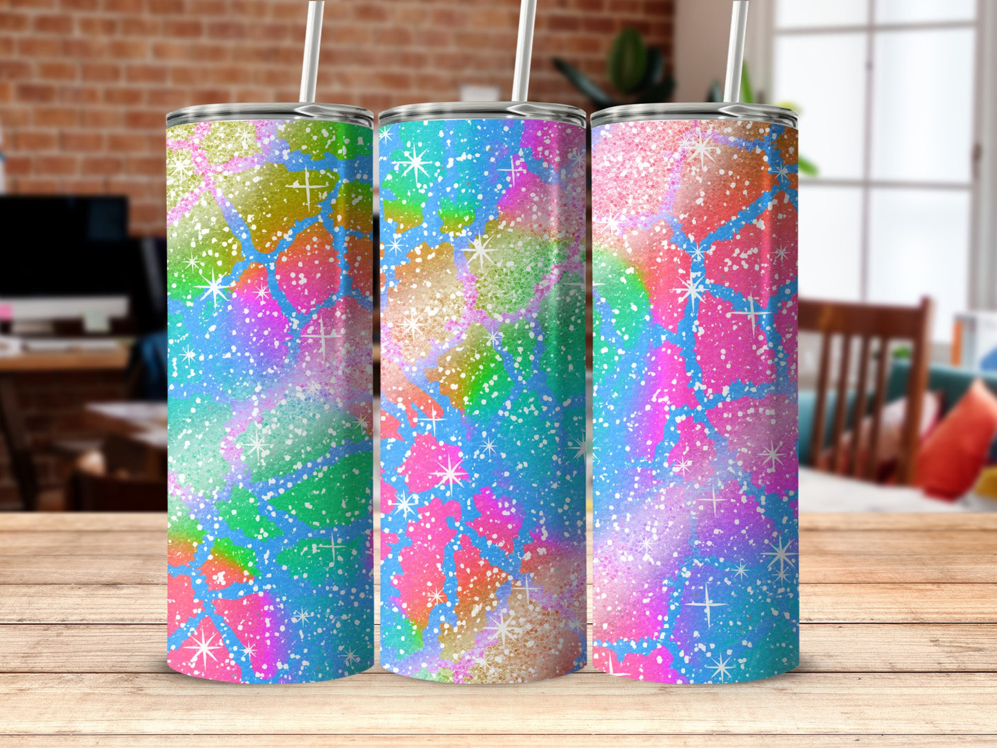 Colorful Glitter Stardust Design Tumbler