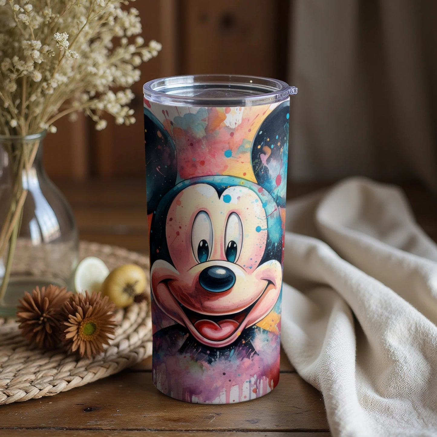 Vibrant Cartoon Character Art on Colorful Tumbler