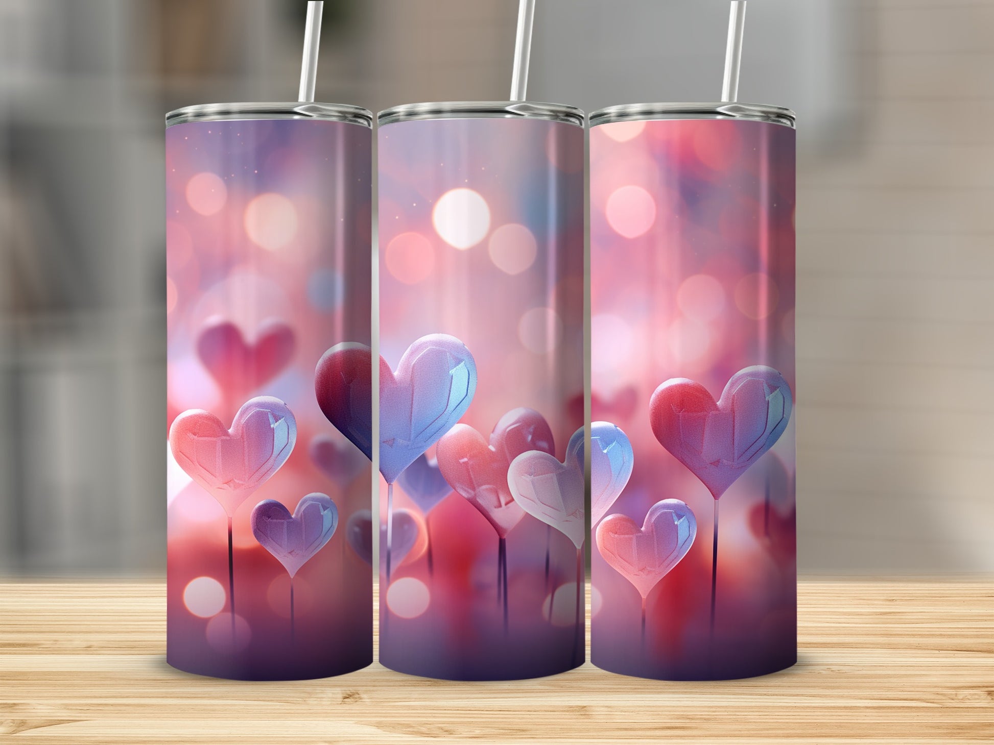 Heart Balloons on Dreamy Pink and Purple Tumbler