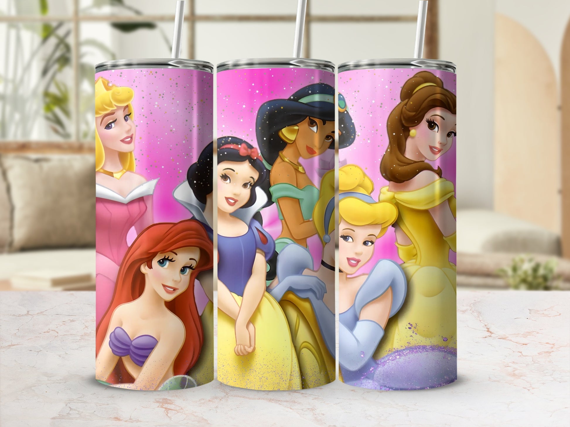 Disney Princess Tumbler Set Bright Colorful Design