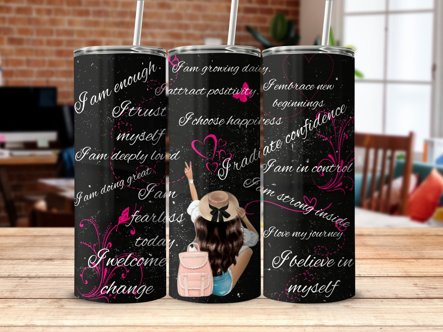 Inspirational Affirmation Travel Mug with Heart Design