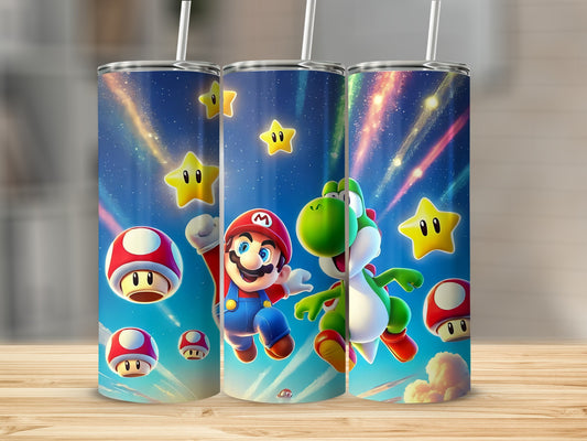 Super Mario and Yoshi Design Stainless Steel Tumbler