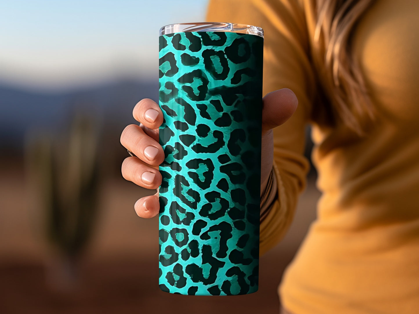 Vibrant Blue Leopard Print Tumbler Stainless Steel Cup