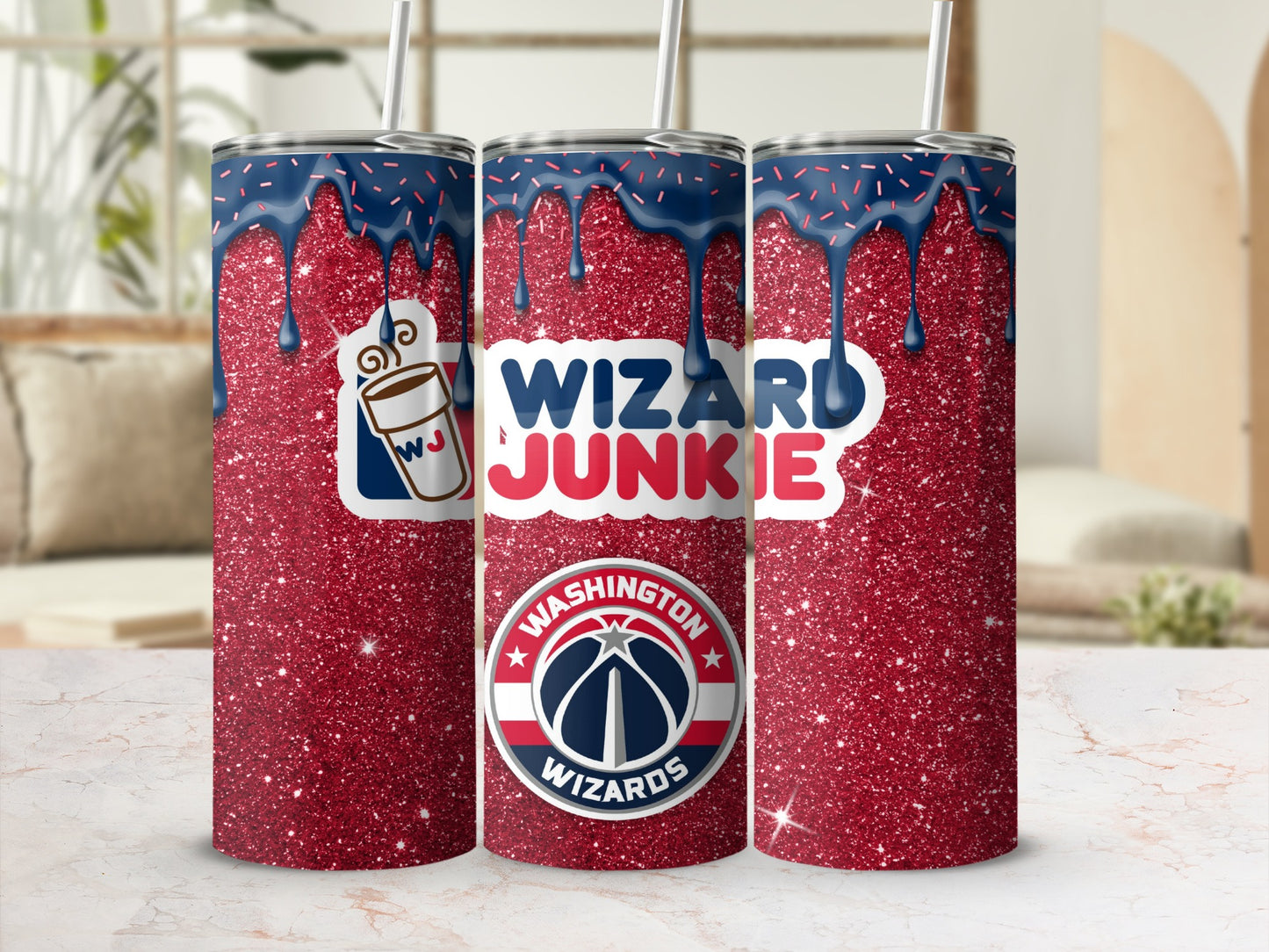 Wizard Junkie Washington Wizards Glitter Tumbler
