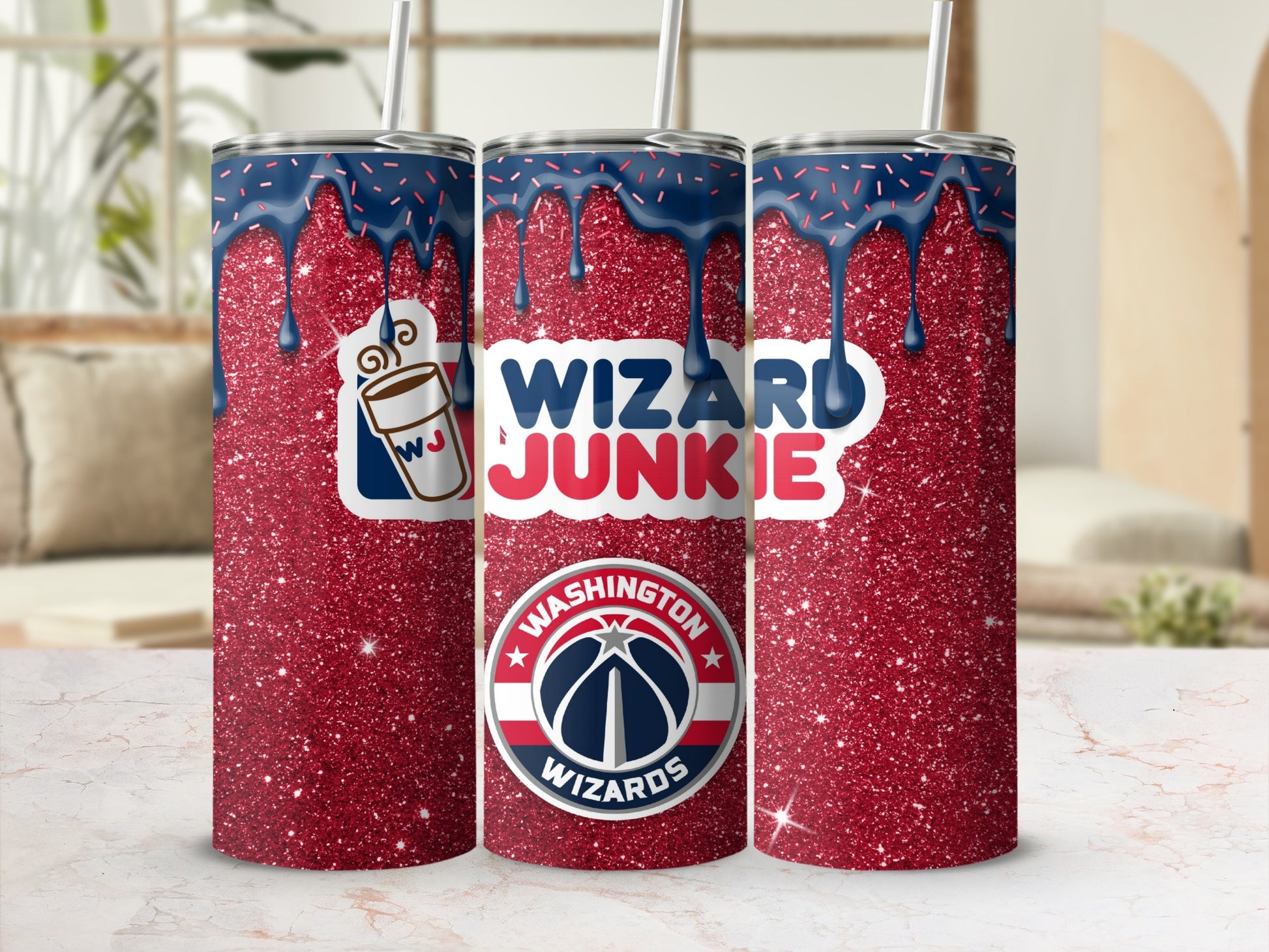 Wizard Junkie Washington Wizards Glitter Tumbler
