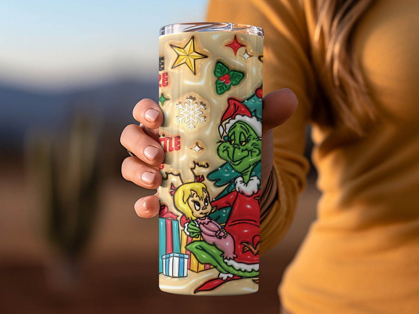 Festive Grinch and Cindy Lou Who Christmas Tumbler