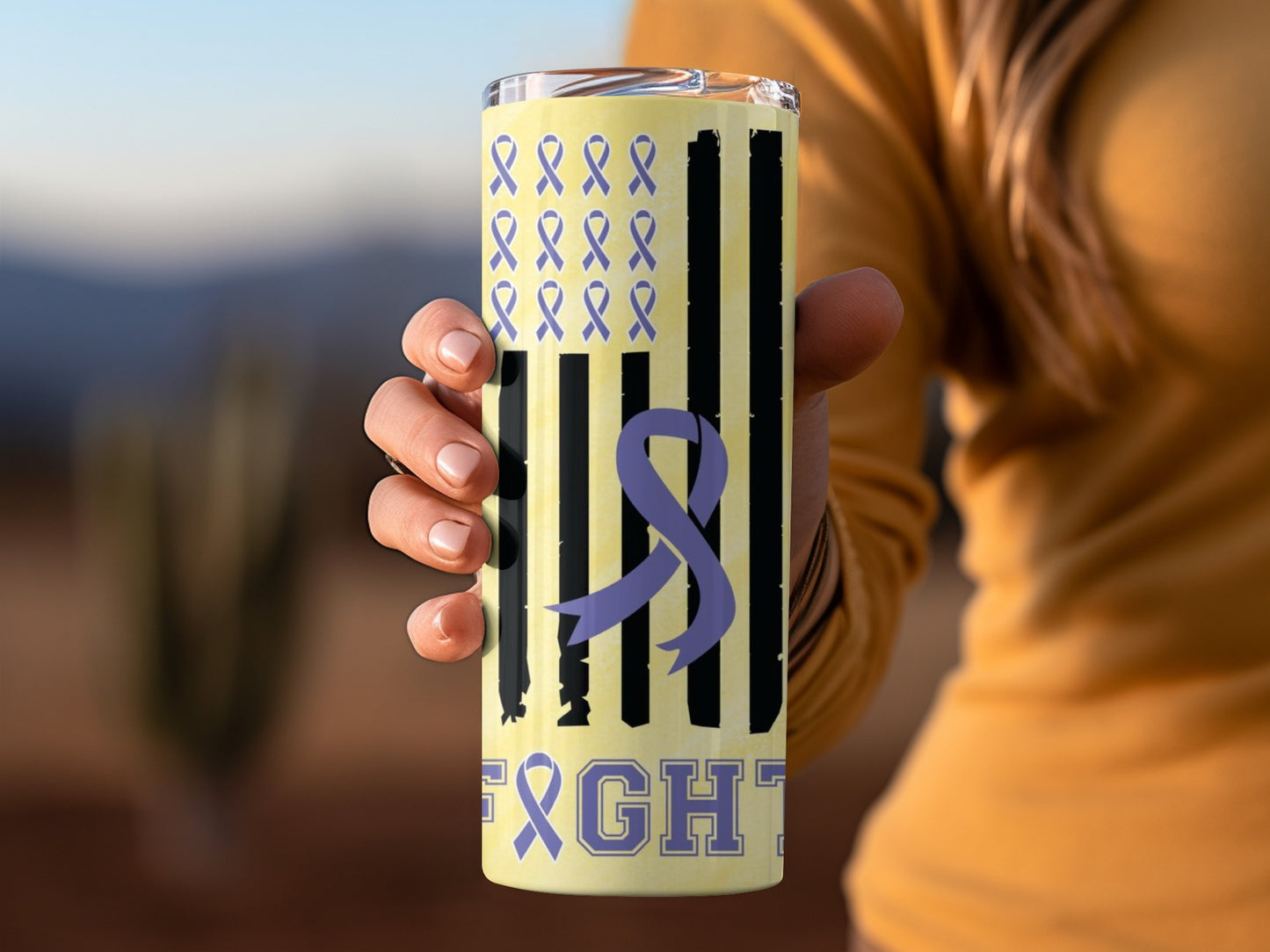 Support Awareness Fight Ribbon Themed Tumbler