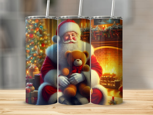 Festive Santa Claus and Teddy Bear Christmas Tumblers