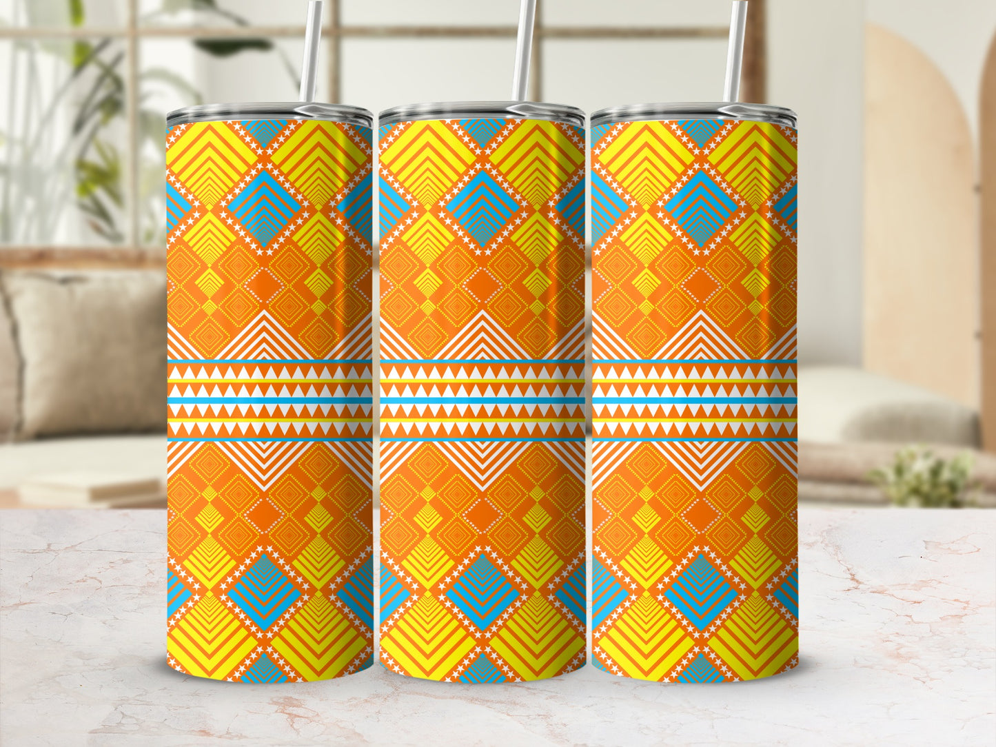 Colorful Geometric Pattern Tall Cup Tumbler